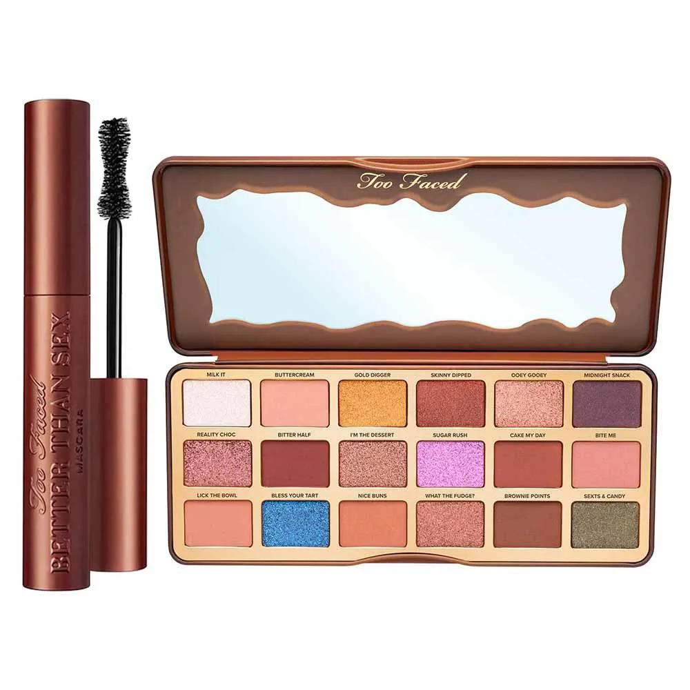 Too Faced Better Than Chocolate Kit - Paleta de Sombras + Máscara de Cílios