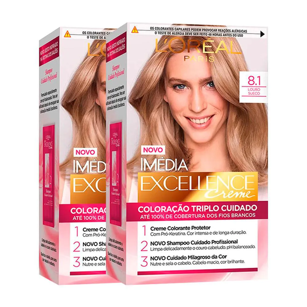 L’oréal Paris Coloração Imédia Excellence Kit - 8.1 Louro Sueco