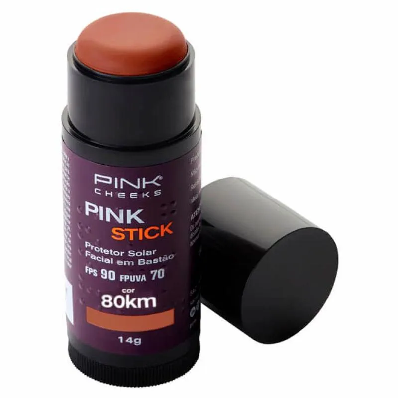 Protetor Solar Facial com Cor Pink Stick Fps90 80km