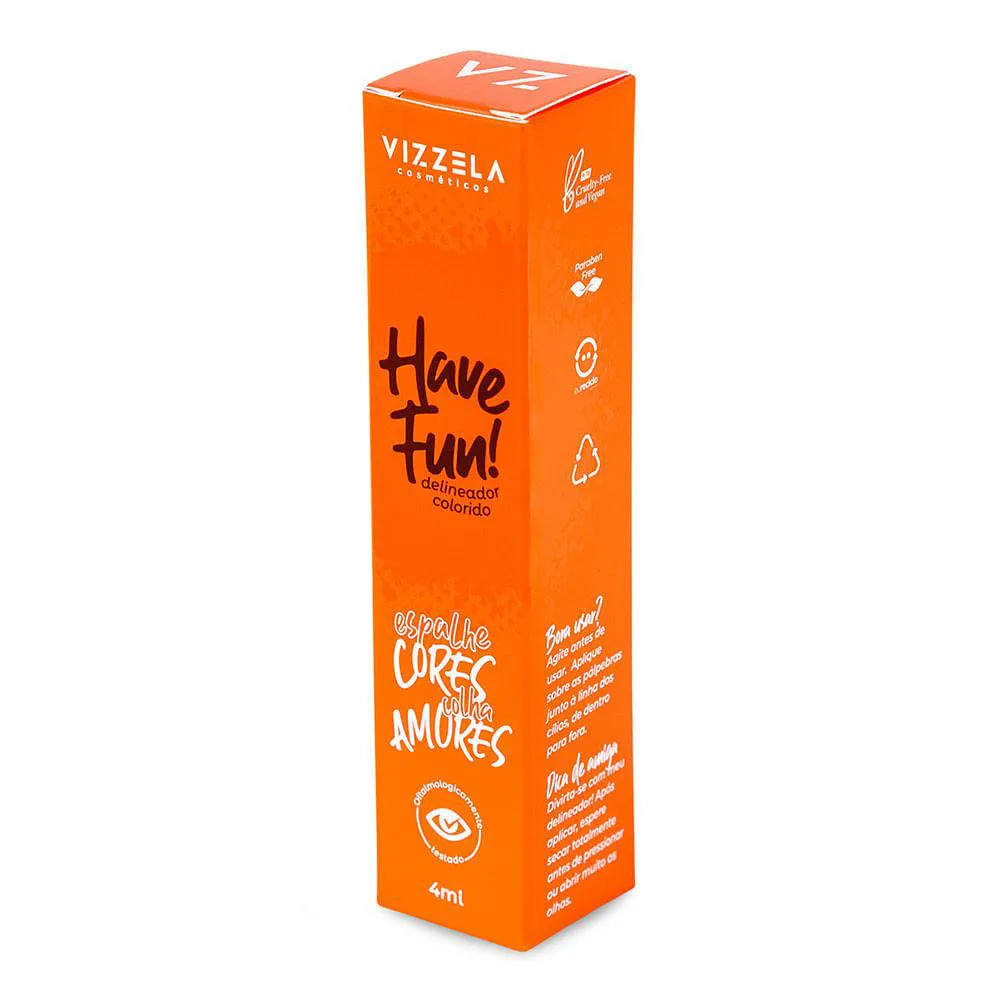 Delineador Líquido Colorido Vizzela Have Fun Laranja
