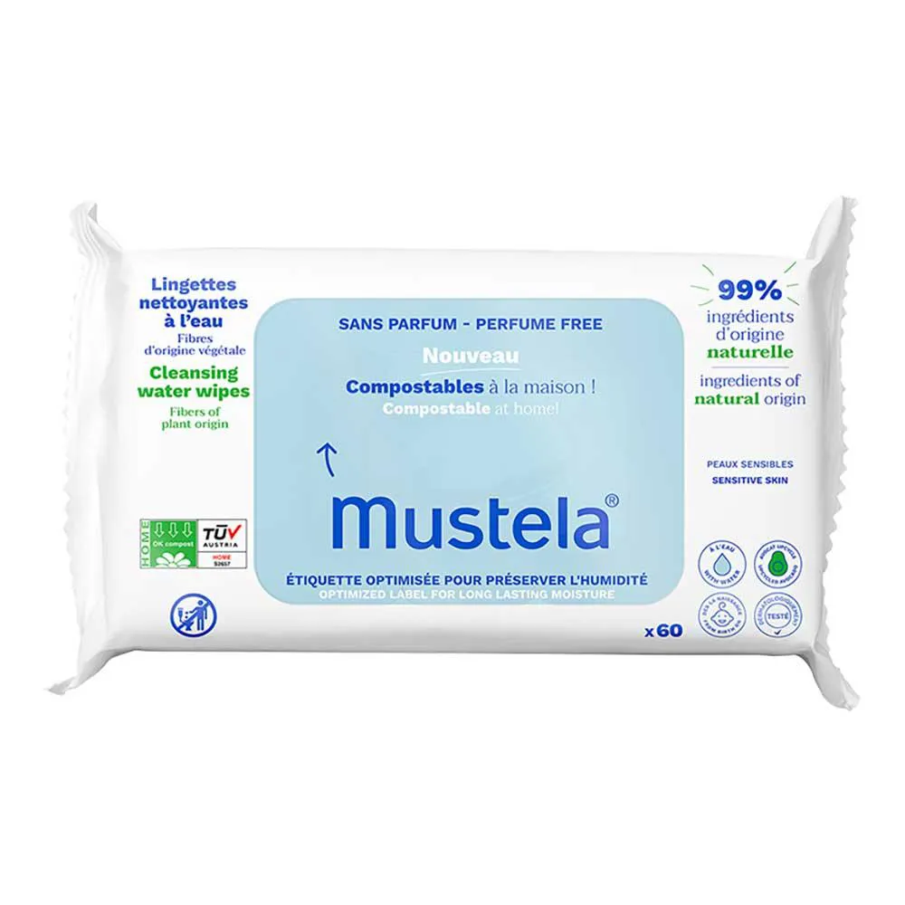 Toalha Umedecida Mustela Compotáveis sem Perfume 60un