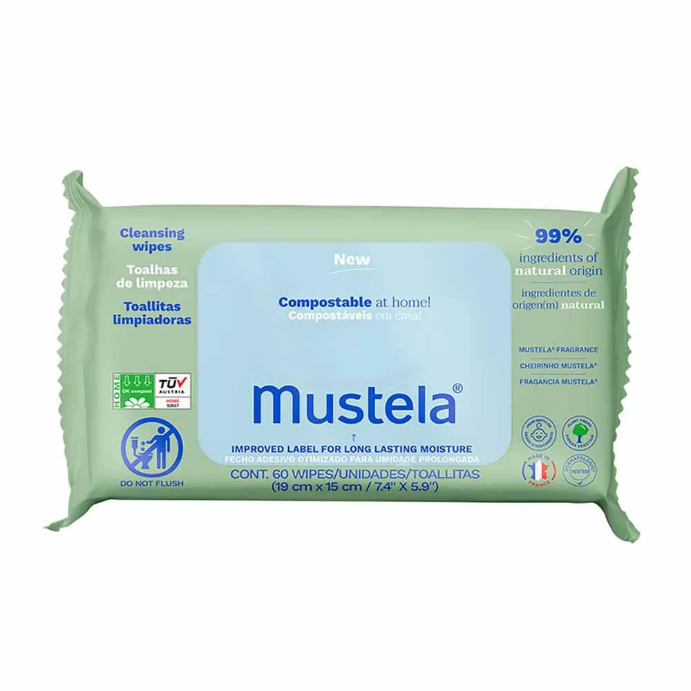 Toalhas Umedecidas Mustela Compostáveis com Perfume 60un