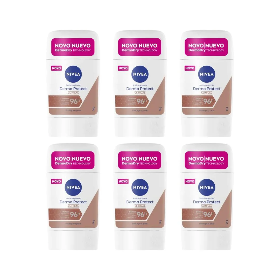 Desodorante Nivea Clinical Gel 54G Fem Derma Protect - 6Un