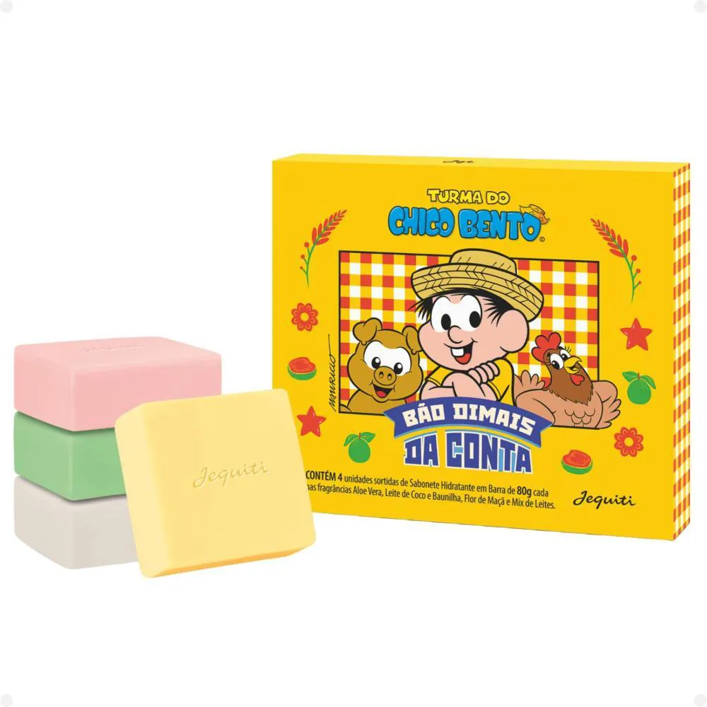 Kit Jequiti Turma do Chico Bento: Estojo com 4 Sabonetes
