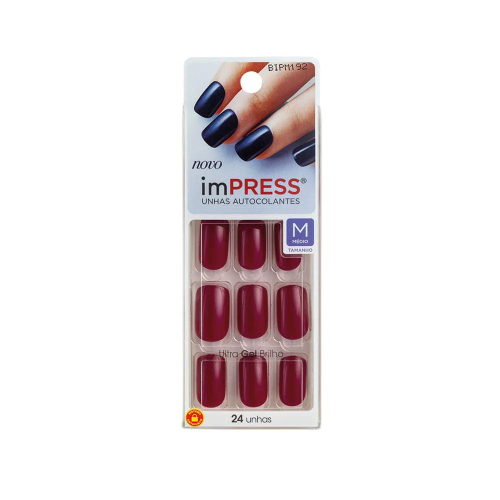 Unhas Postiças Kiss Ny Impress Color Médio Bittersweet