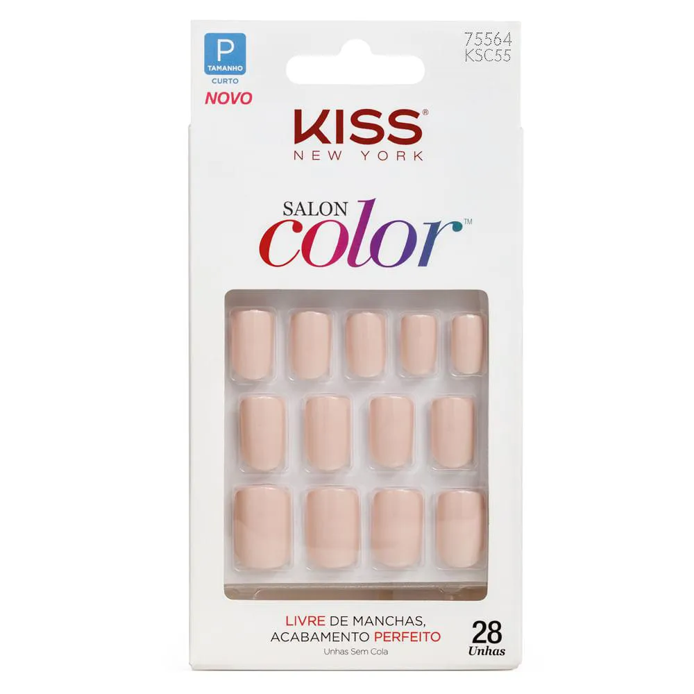 Unhas Postiças Kiss Ny -Salon Color Curto - Sweet Girl
