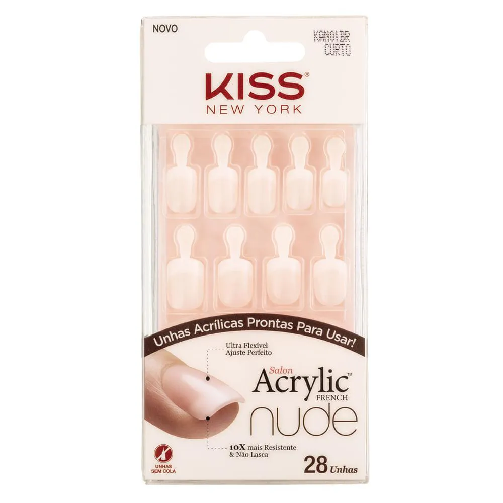 Unhas Postiças Kiss Ny Salon Acrylic French - Breathtalking