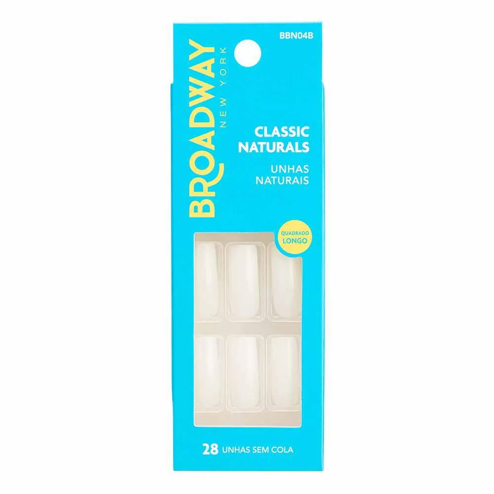 Unhas Naturais Kiss Ny Broadway Quadrado Longo