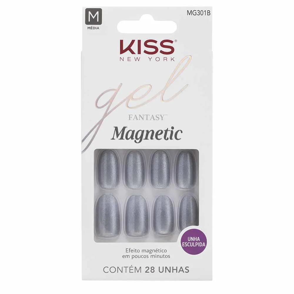 Unhas Postiças Kiss Ny Gel Fantasy Magnetic - Nail Opal