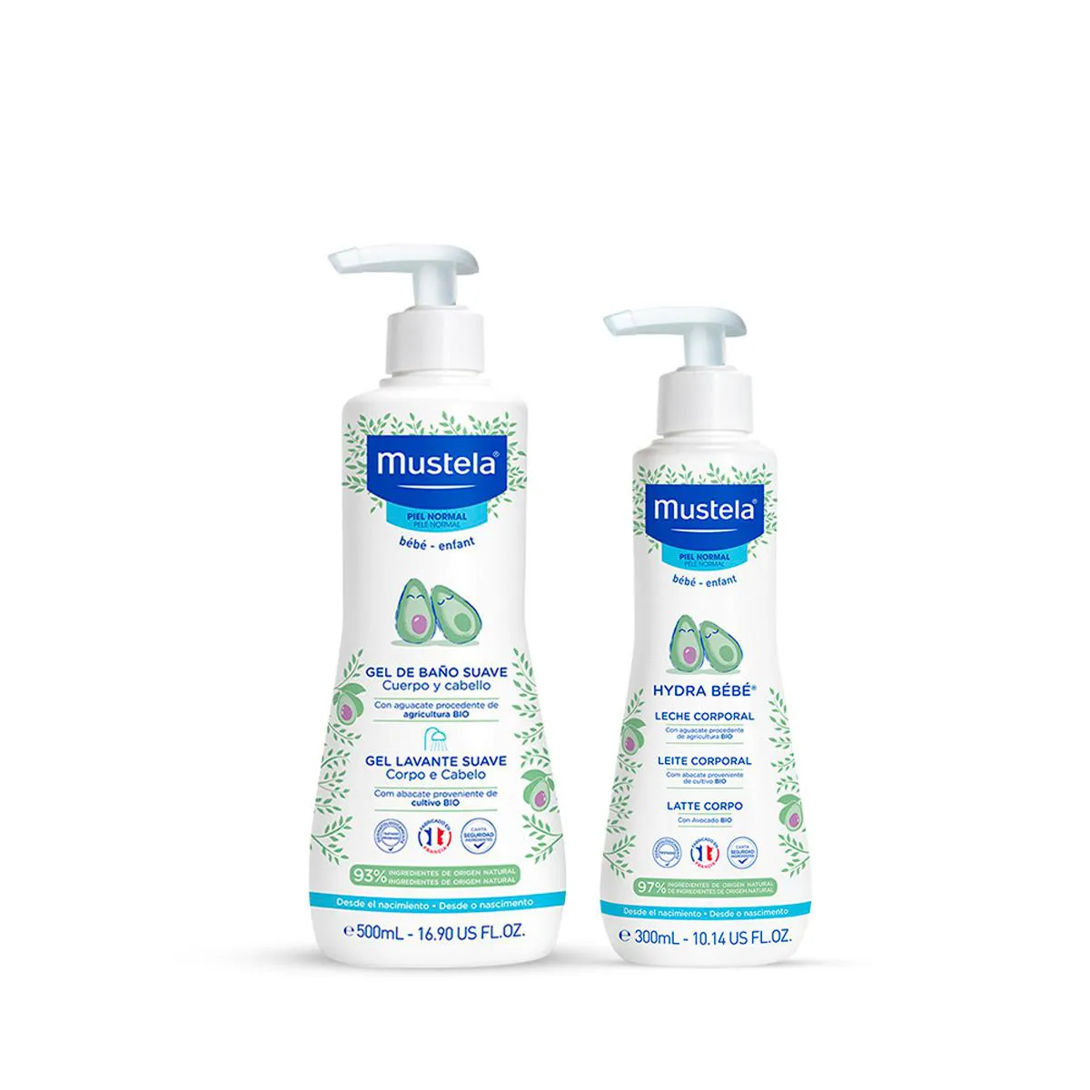 Kit Mustela Gel Lavante 500ml + Hidratante Hydra Bebê 300ml