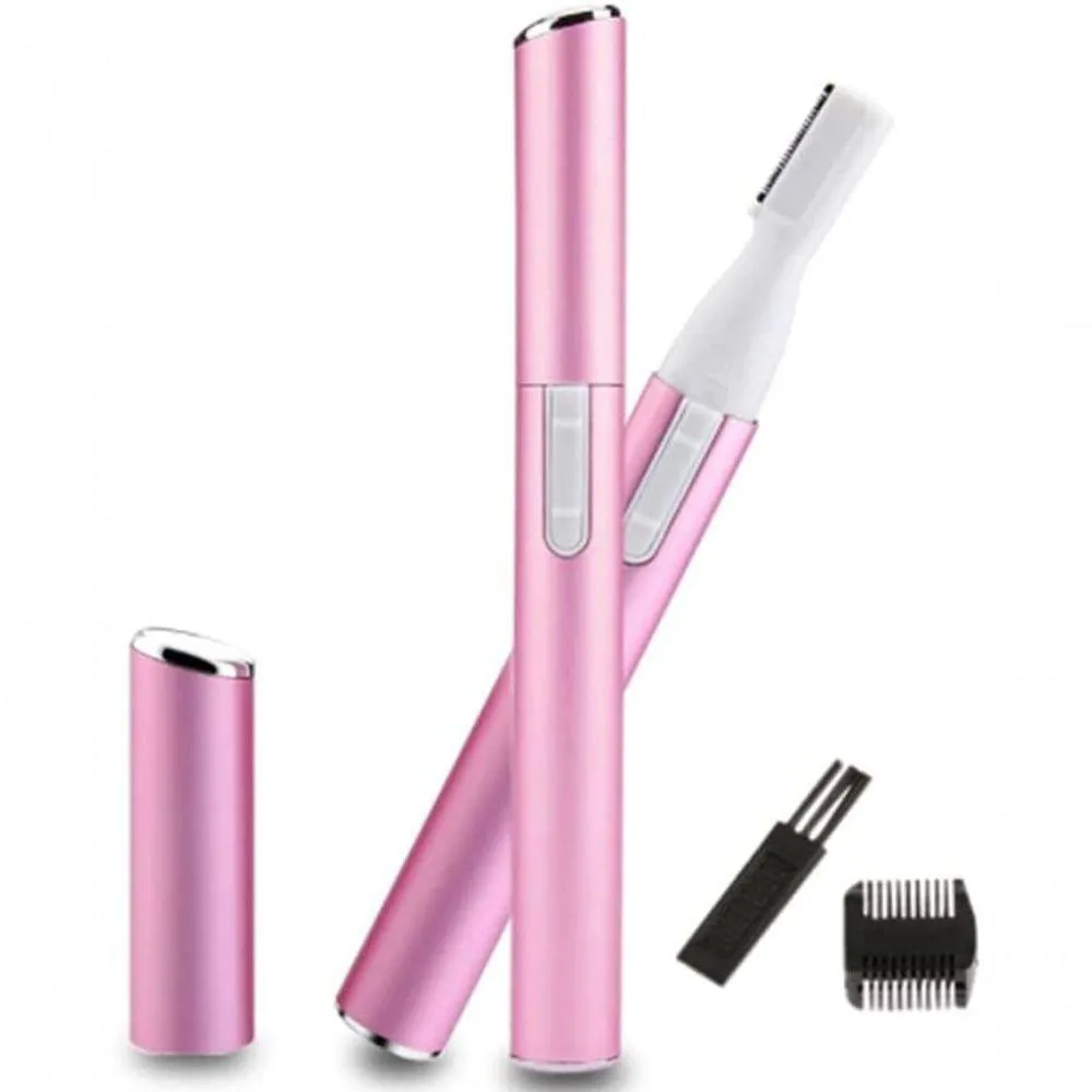 Depilador e Aparador Feminino Sombrancelha Nariz Caneta Rosa