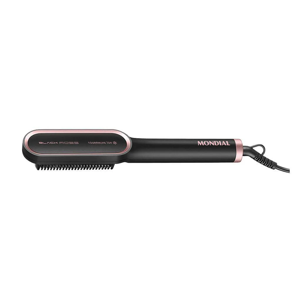 Escova Alisadora Black Rose Mondial Preto/Rose Ea-07 Bivolt