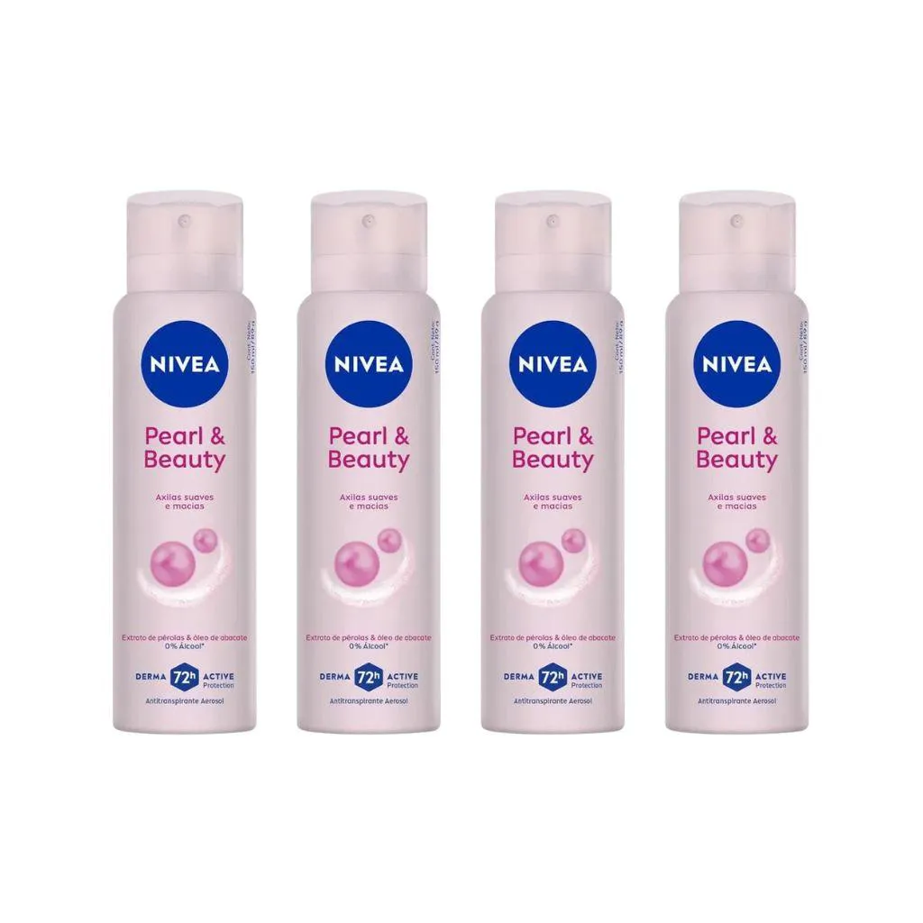 Desodorante Aero Nivea 150Ml Fem Pearl Beauty - Kit C/ 4Un