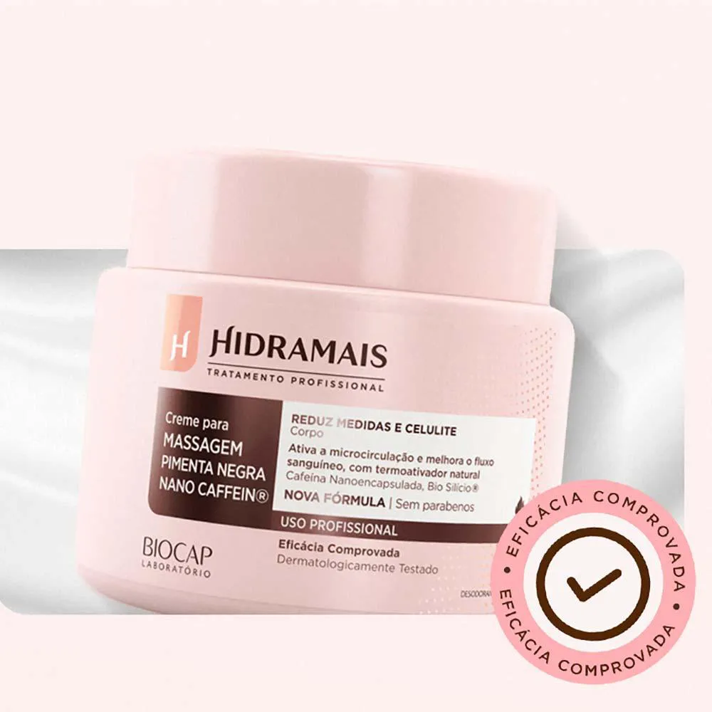 Creme para Massagem Hidramais Pimenta Negra Caffein 500g