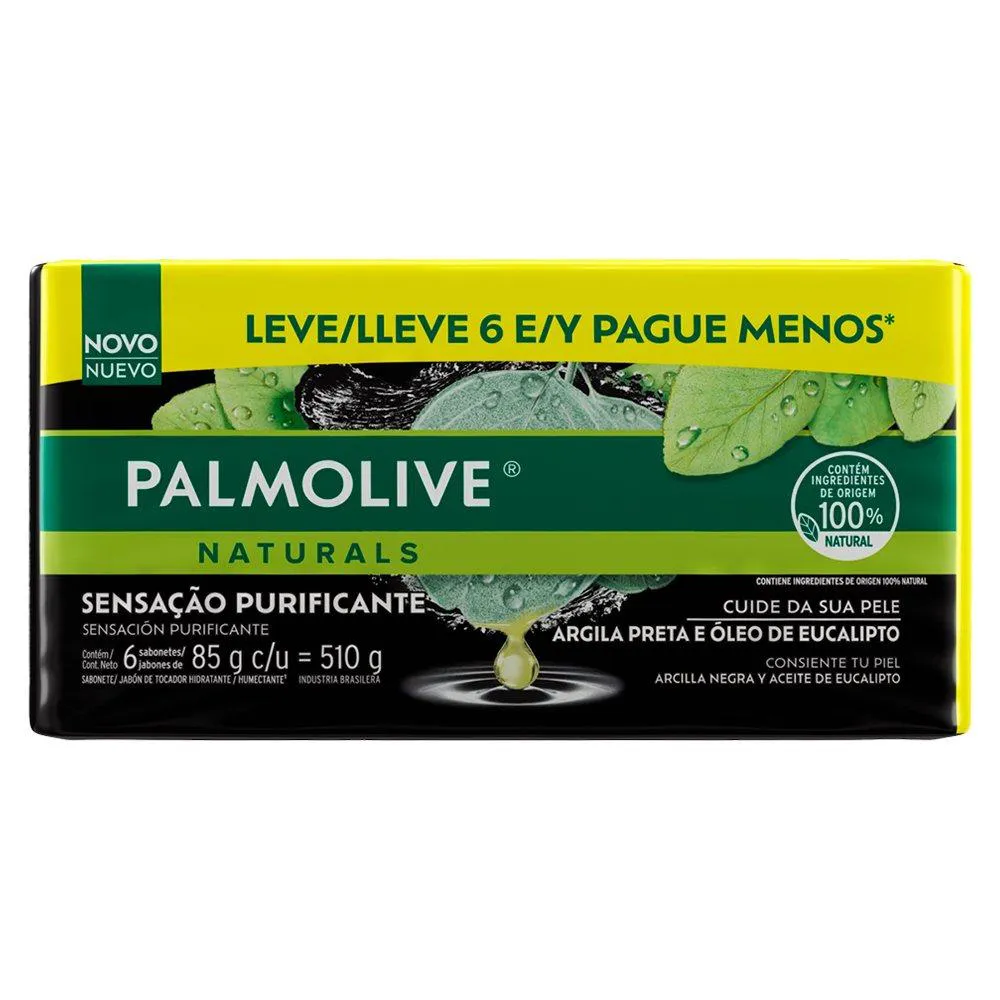 Sabonete Palmolive Naturals Sensação Purificante Argila e Eucalipto 85g - Embalagem com 6 unidades