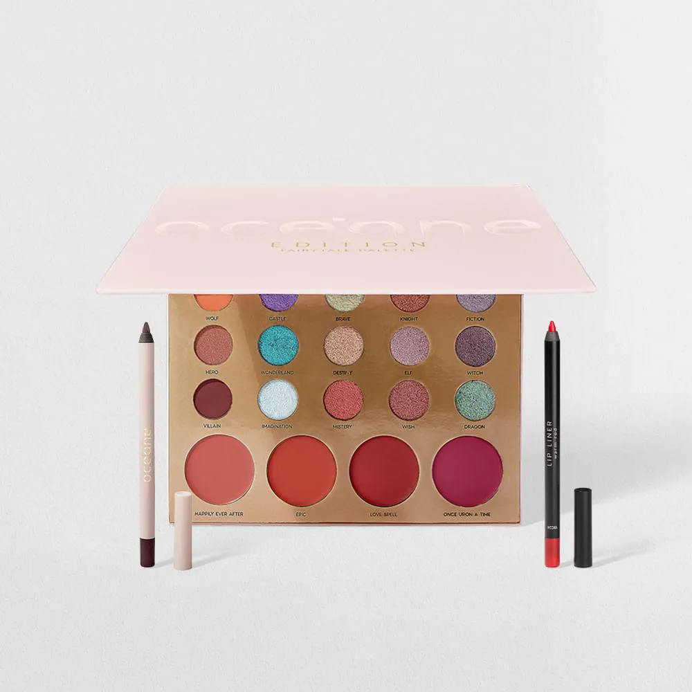 Kit Paleta Multifuncional Fairytale + Lápis para Olhos Bordô + Lápis Labial Vermelho Océane Edition (3 Produtos)