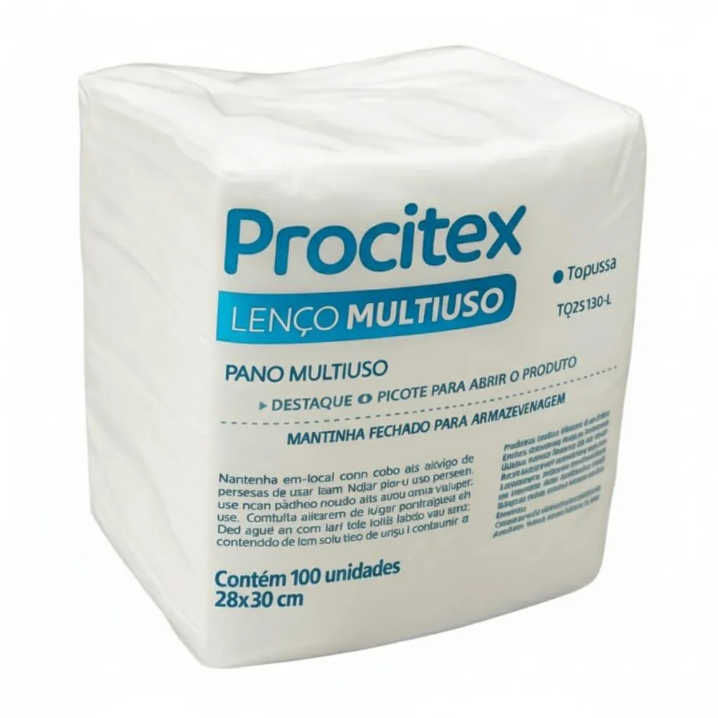 Lenço Pra Banho Leito Multiuso Procitex 28 X 30 Cm C/100 Un Branco