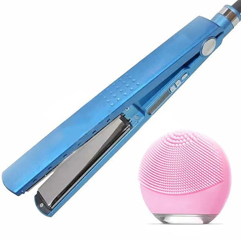 Kit 1 Prancha Nanotitanium + 1 Esponja Facial Rosa Bebê Nº23