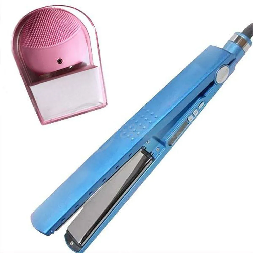 Kit 1 Prancha Nanotitanium + 1 Esponja Facial Rosa Bebê Nº25