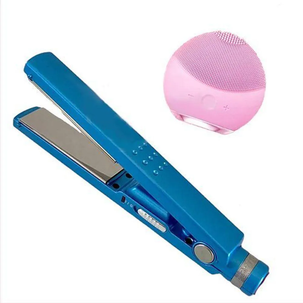 Kit 1 Prancha Nanotitanium + 1 Esponja Facial Rosa Bebê Nº29