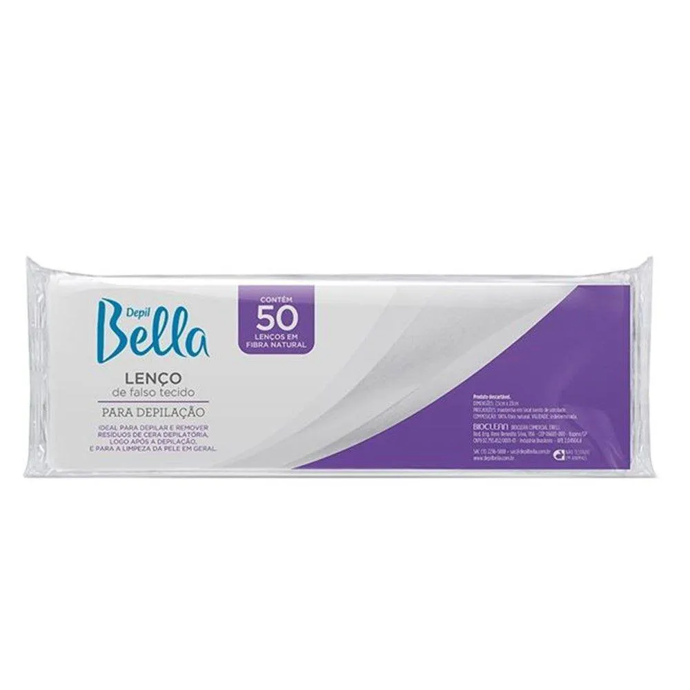 Lenços Depilação Falso Tecido Fibra Natural Depil Bella 50Un