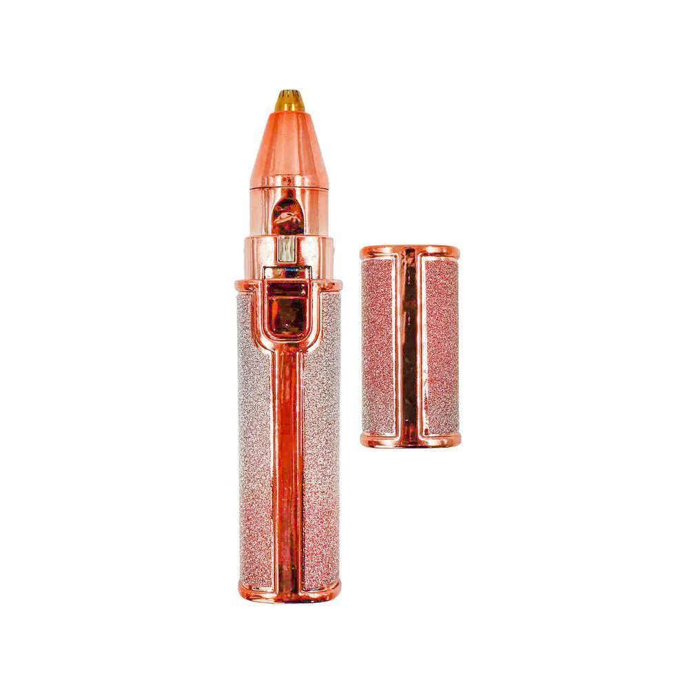 Caneta Depilador Eletrico Portatil Recarregavel 2 em 1 Indolor Sobrancelha Buço Corpo Cor:rosa