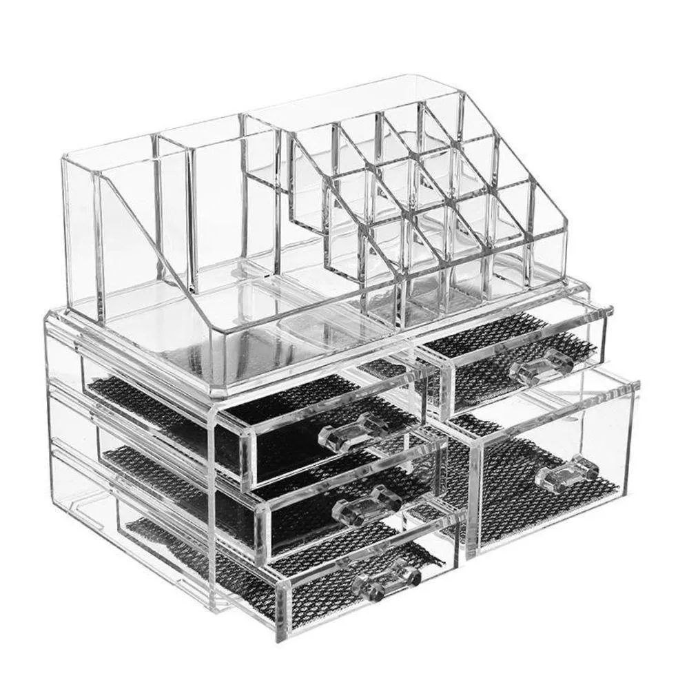 Organizador de Maquiagem Acrilico 5 Gavetas 16 Divisorias Porta Batom Cosmeticos Pinceis Caixa para Esmalte e Joias Esta
