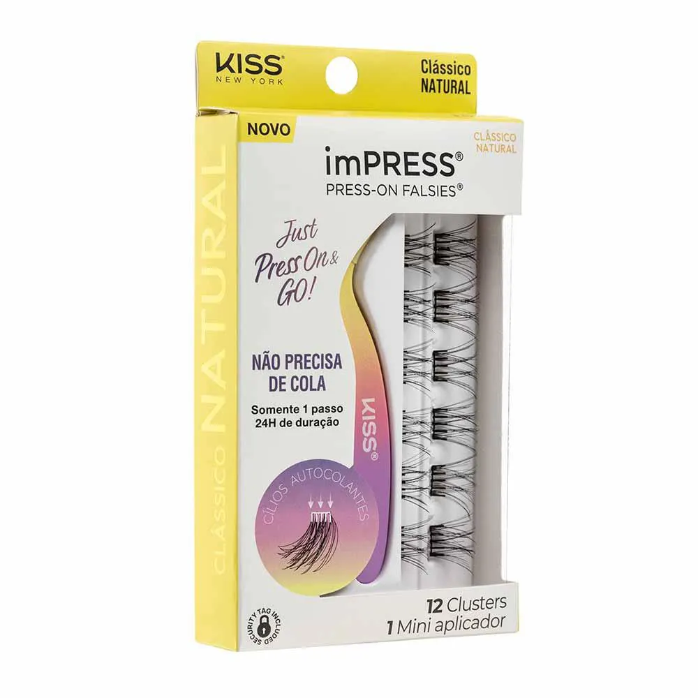 Impress Press-On Falsies Clássico Natural Kit - 12 Cílios Postiços + 1 Mini Aplicador