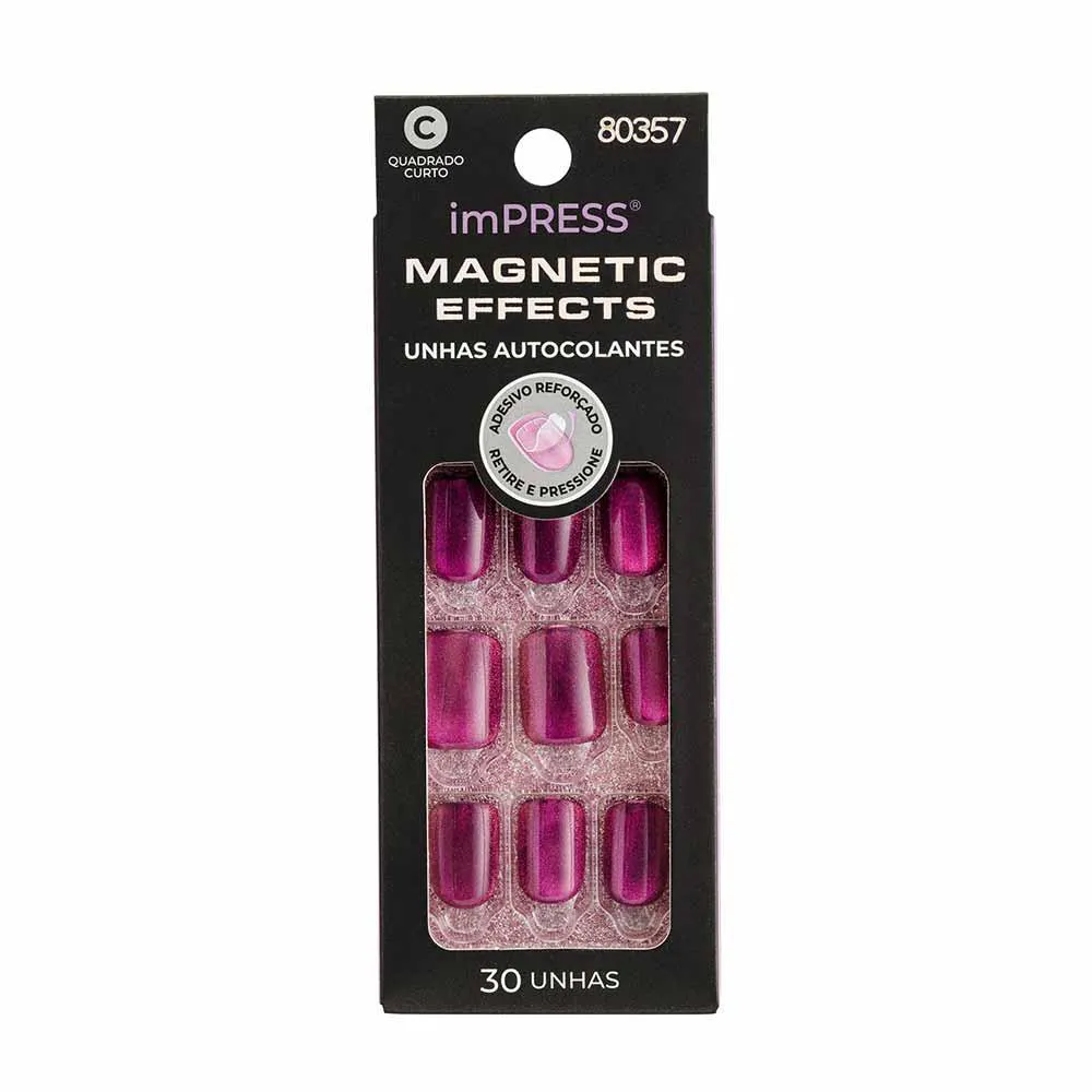 Unhas Autocolantes Impress Magnetic Effects Levels - Quadrado Curto 1 UN