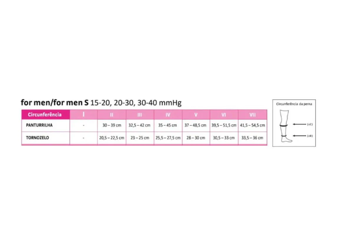 Meia de Compressão 20-30Mmhg For Men Select Supreme Preta 3/4 Panturrilha - Mediven IV
