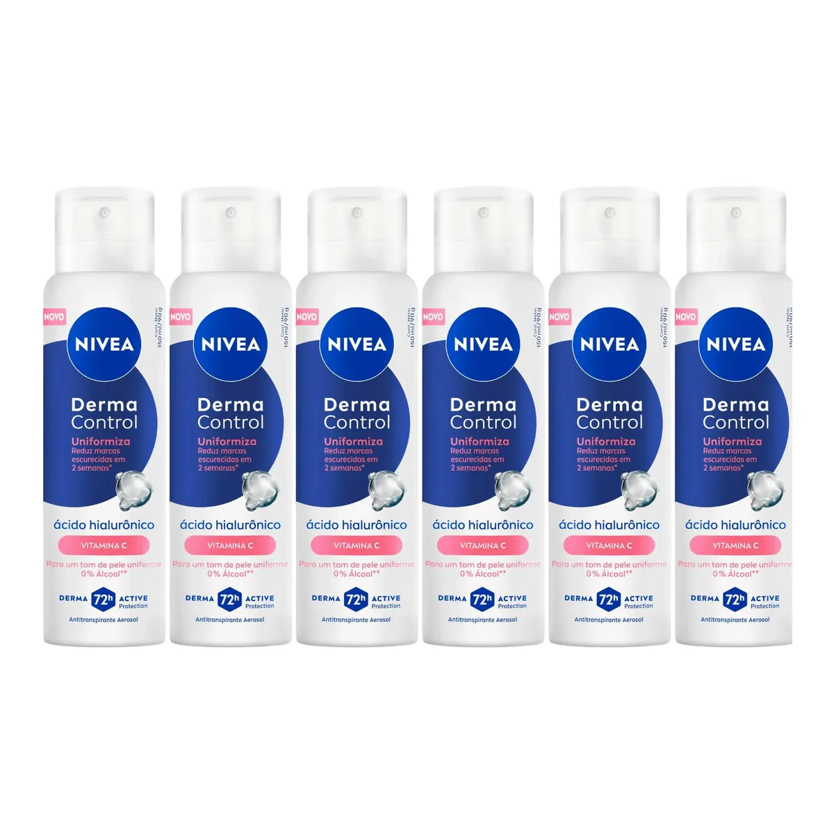 Kit Desodorante Antitranspirante Aerossol Nivea Derma Control Uniformiza 150ml 6 unidades