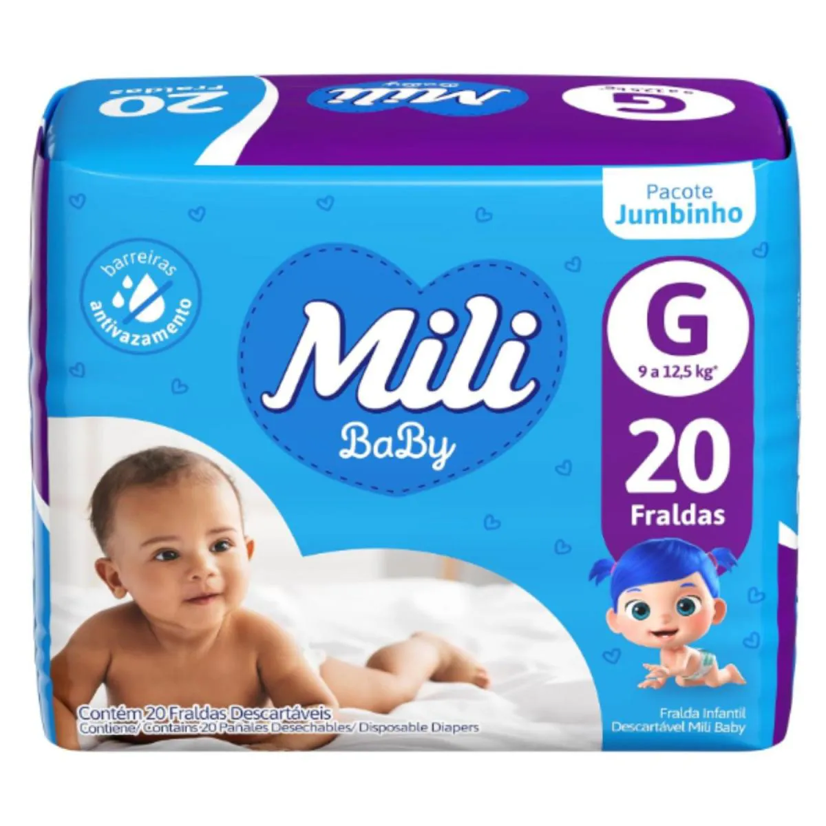 Fralda com Alta Absorção Jumbinho Tam G C/20 - Mili