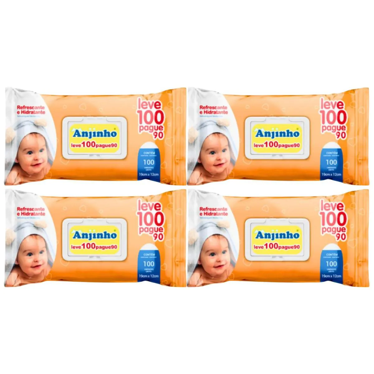 Kit C4 Lenço Umedecido Anjinho Leve 100 Pague 90