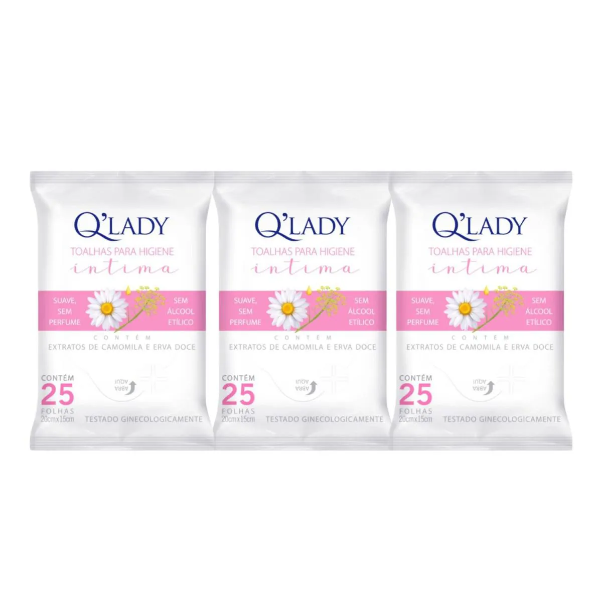 Kit C3 Toalhas Íntimas Limpeza Suave e sem Perfume - Q Lady
