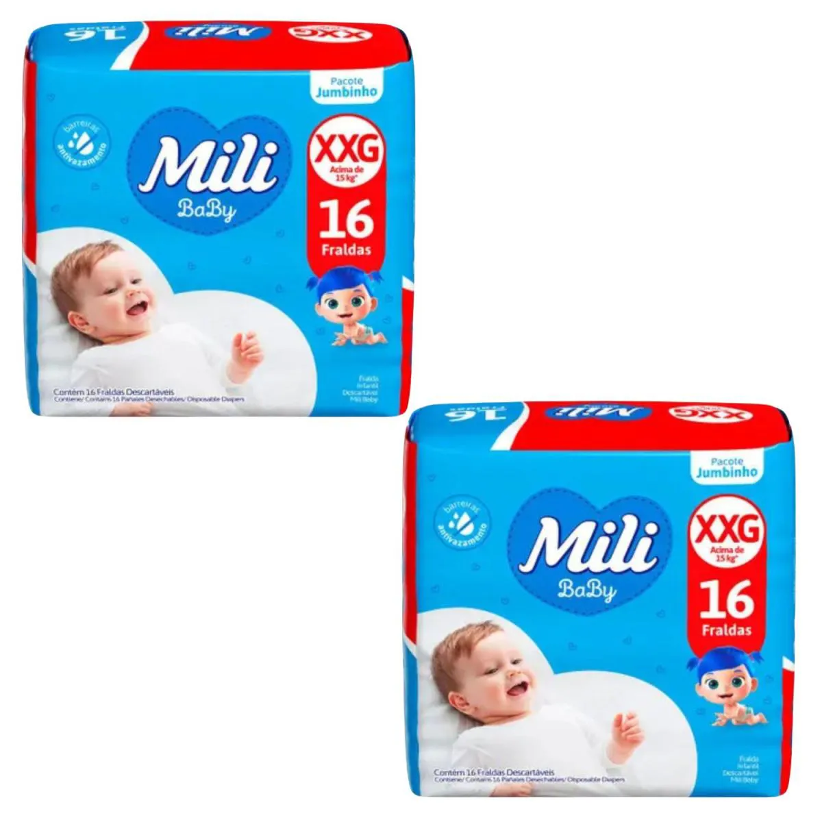 Kit C2 Fralda Descartável Tam Xxg Jumbinho - Mili Baby