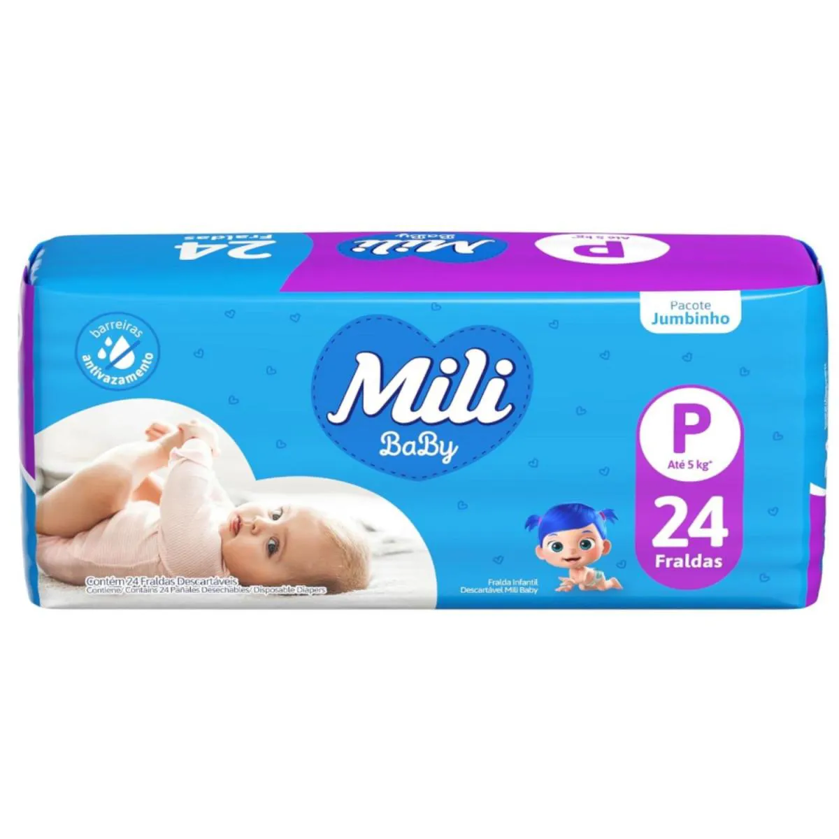 Fralda Descartável Mili Jumbinho P 24 Unidades Conforto Bebê