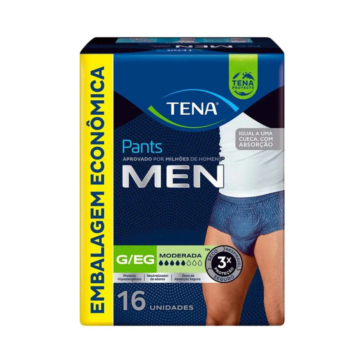 Fralda Geriátrica Tena Pants Men Mega G/Eg 16 Unidades