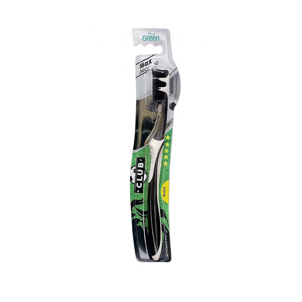 Escova Dental Adulto Preta Macia Max Proteção Club Green