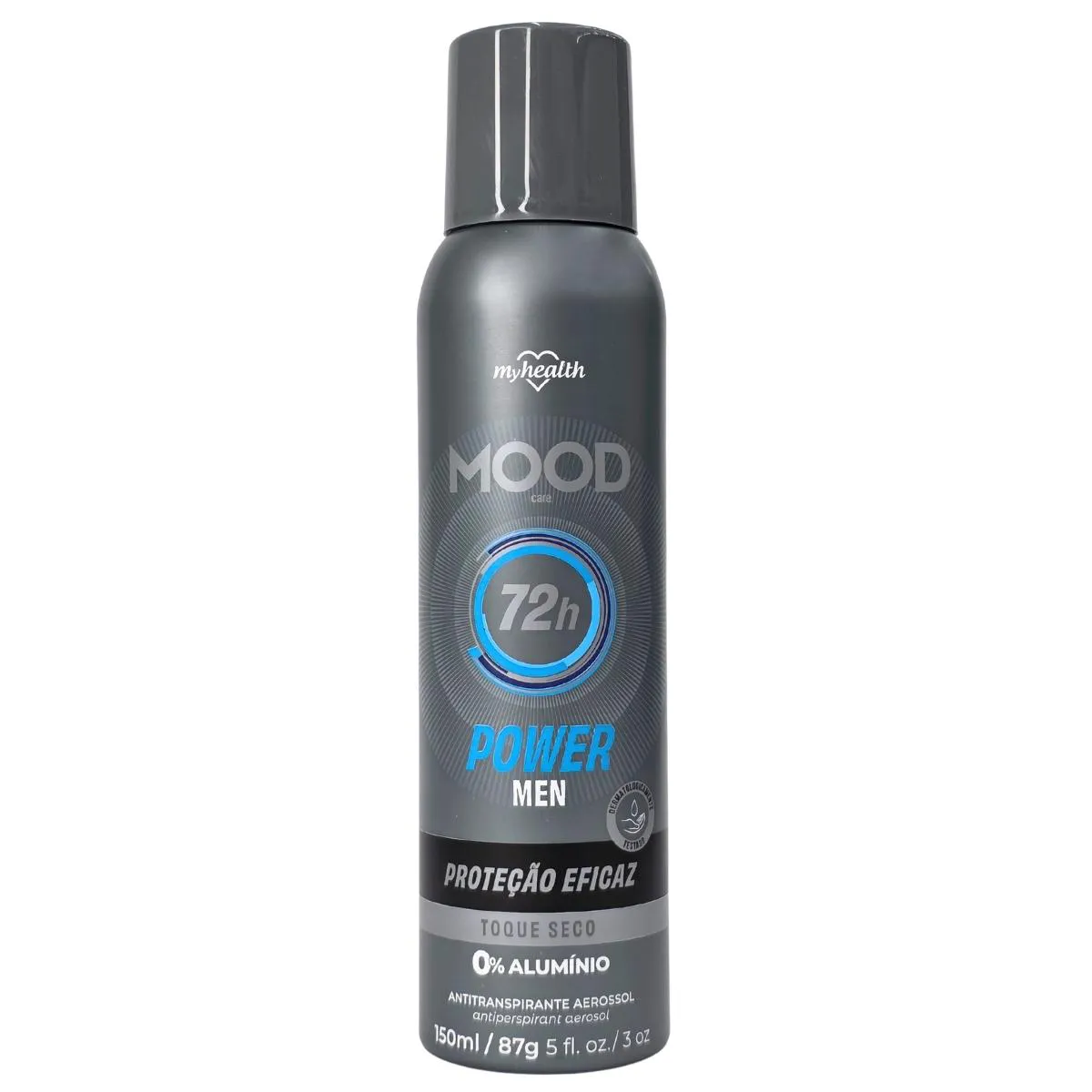 Desodorante Antitranspirante Aerossol sem Alumínio Power Men Mood Care My Health 150Ml / 87G