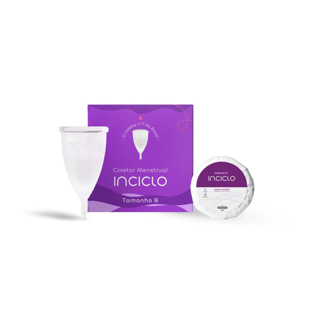 Kit Coletor Menstrual + Sabonete em Barra Íntimo Inciclo B DE 20 A 29 Anos E SEM Filhos