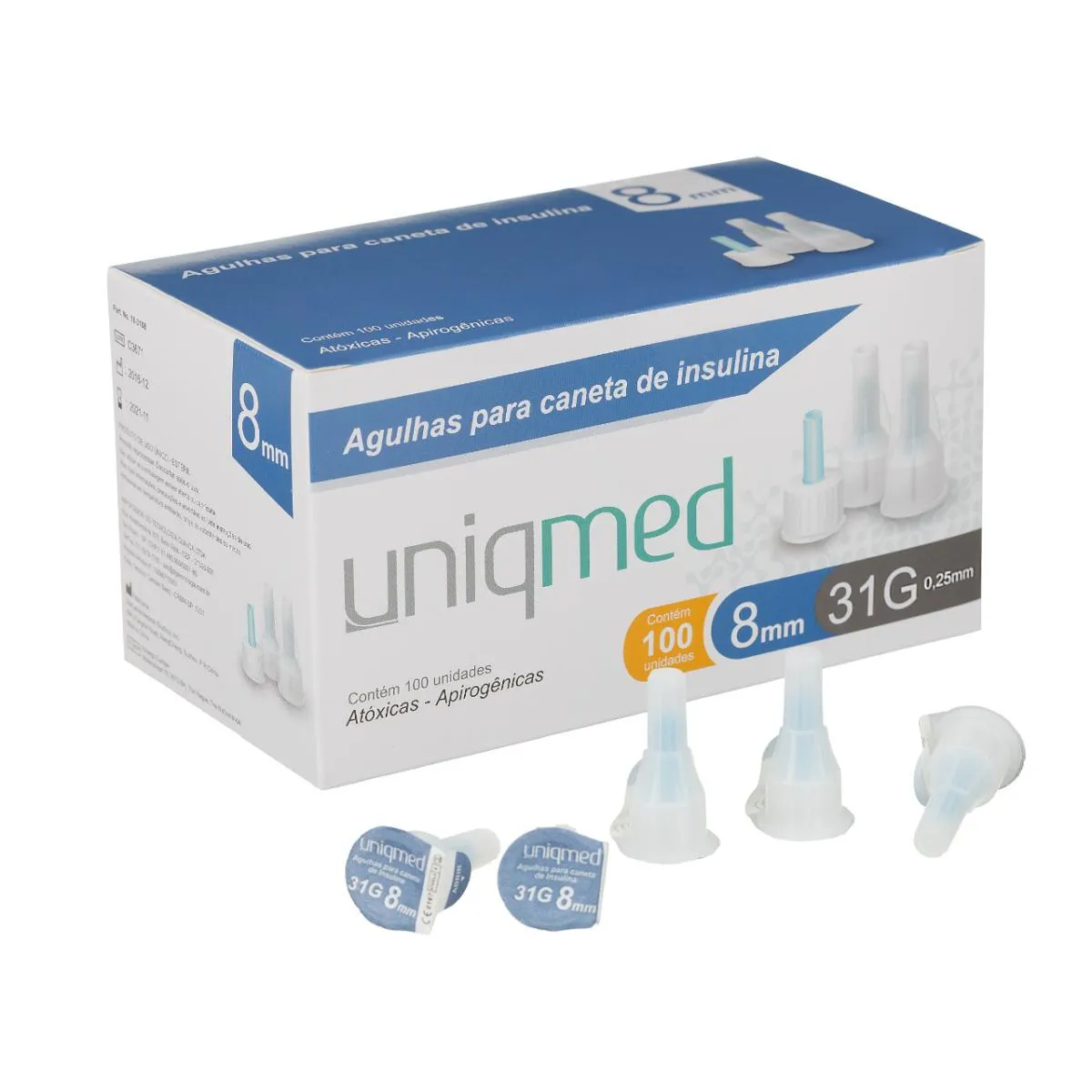 Kit 300Un Agulha Caneta Insulina 8Mm 31G Uniqmed
