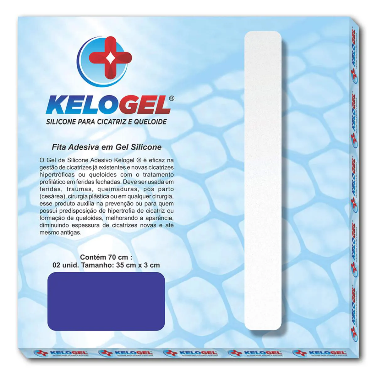 Kit 7 - 2 Fitas de Silicone para Cicatriz de 70Cm Kelogel