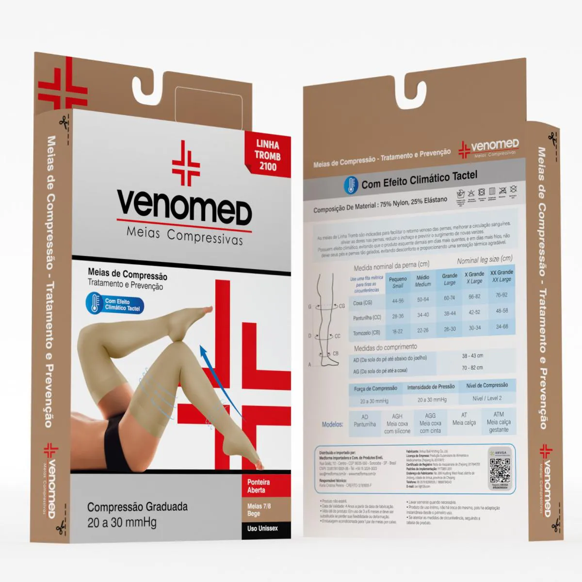 Meias Compressão 20 a 30Mmhg Aberta 7/8 Venomed Tromb2100 Tamanho:xgg