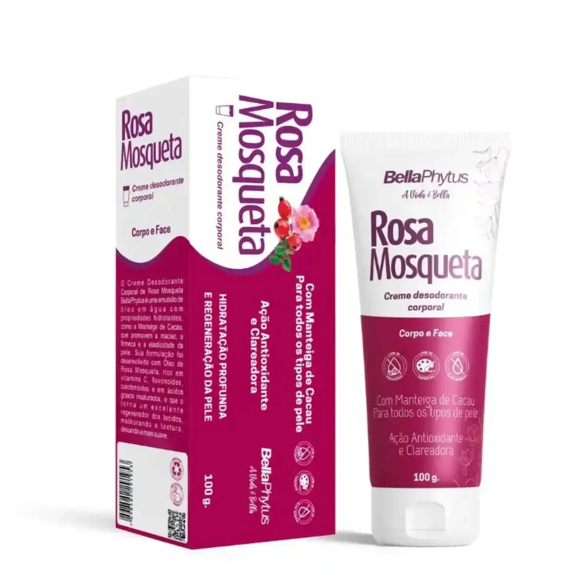 Creme Corporal Rosa Mosqueta Hidratação Bellaphytus 100G