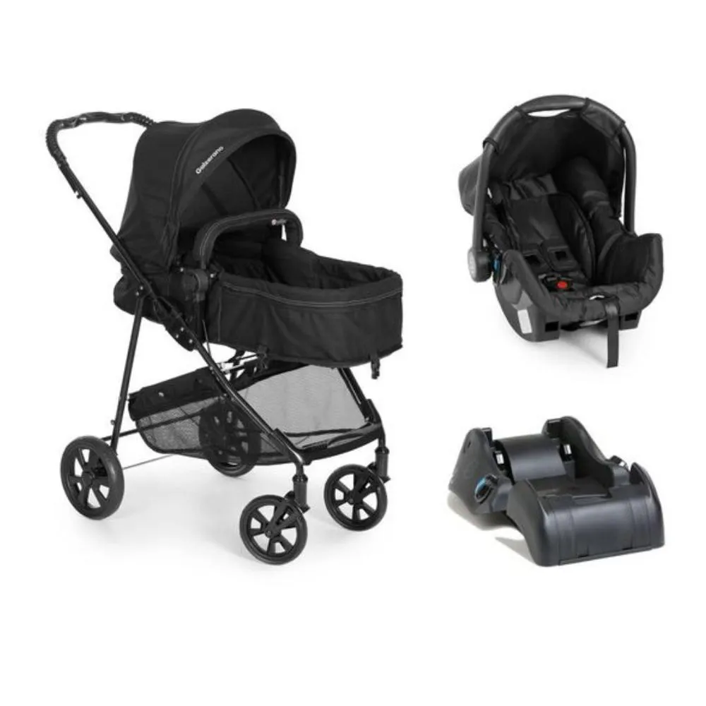 Carrinho de Bebê Travel System Trio Napoli Preto e Cobre - Galzerano