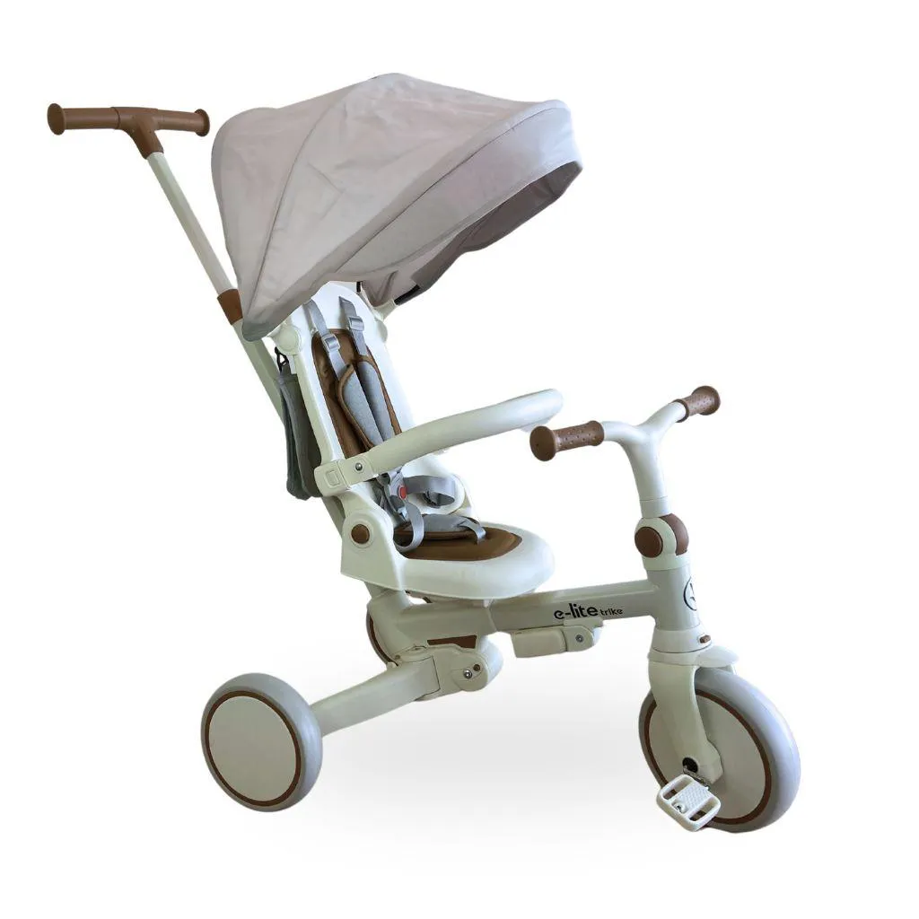 Triciclo Infantil Multifuncional E-Lite Trike 5 em 1 Off White e Cinza - Premium Baby
