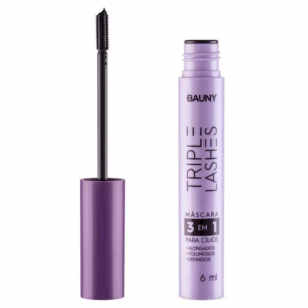Máscara de Cílios Volume e Alongamento Bauny Triple Lashes 6Ml Preta