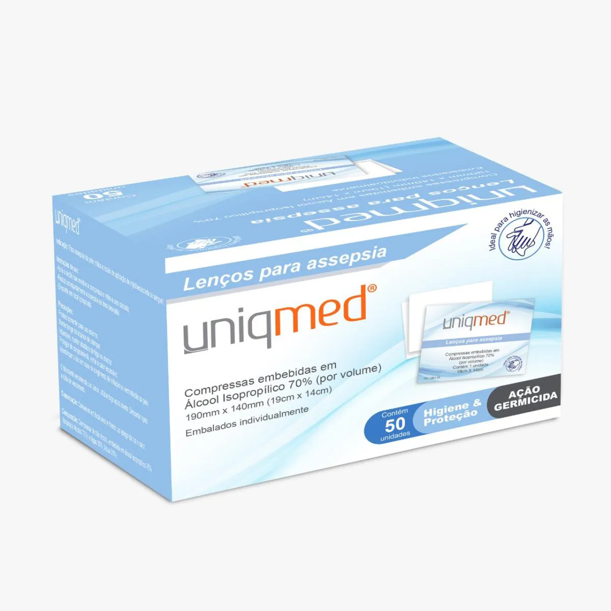 Lenço Assepsia Uniqmed Kit com 500Un 19X14Cm