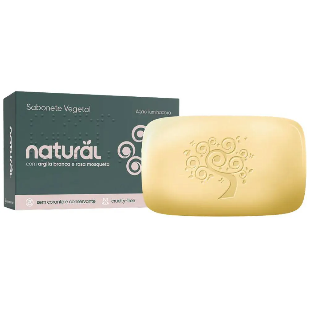 Sabonete em Barra Natural com Argila Branca e Óleo de Rosa Mosqueta 80G - Orgânico Natural