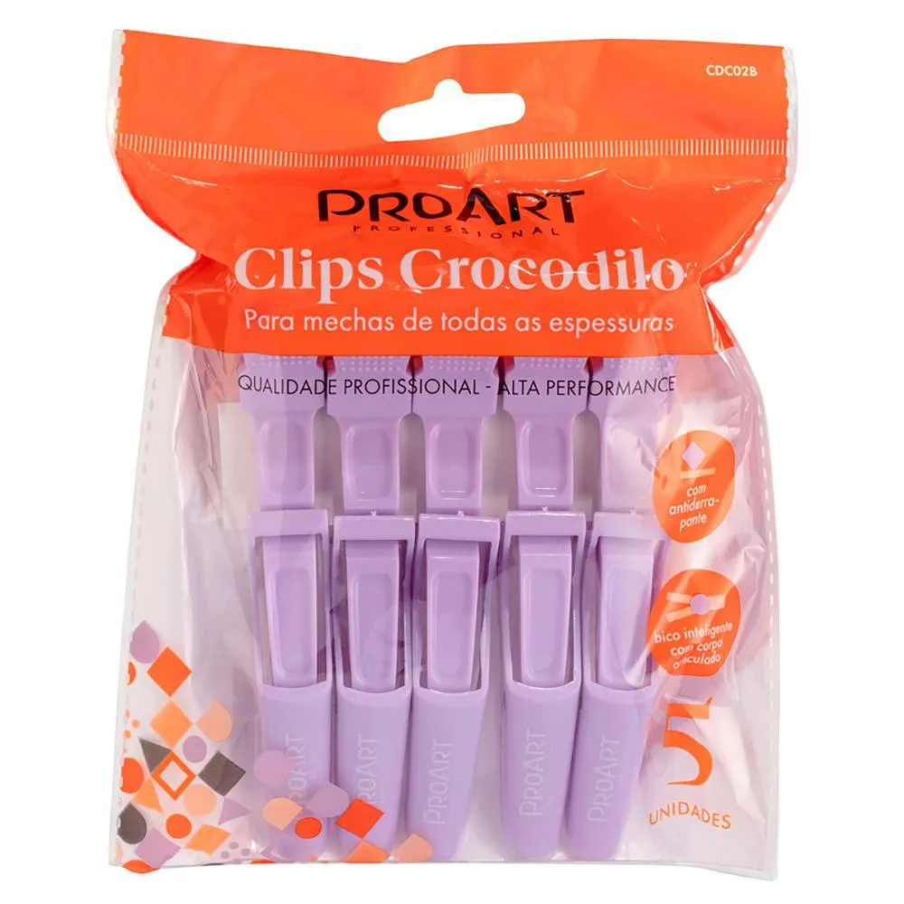 Clipes de Cabelo Proart Croodilo 5 Unidades Lilas